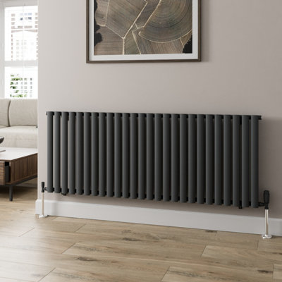 RadiLux Anthracite Designer Radiator Horizontal Oval Column Single Panel Rad 600x1560mm