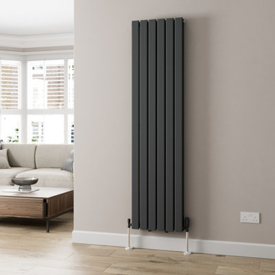 RadiLux Anthracite Designer Radiator Vertical Flat Panel Double Panel Rad 1800x456mm