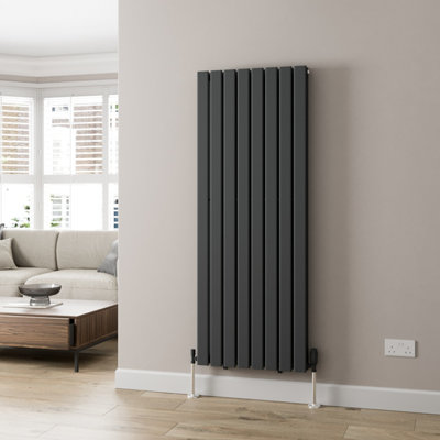 RadiLux Anthracite Designer Radiator Vertical Flat Panel Rads Double Panel 1600x605mm