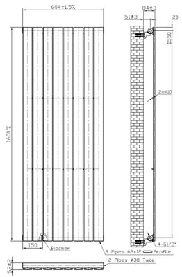 RadiLux Anthracite Designer Radiator Vertical Flat Panel Rads Single ...