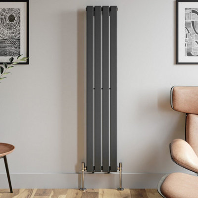 RadiLux Anthracite Designer Radiator Vertical Flat Panel Single Panel Rad 1600x300mm