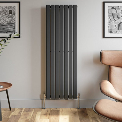 RadiLux Anthracite Designer Radiator Vertical Flat Panel Single Panel Rad 1600x528mm