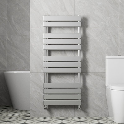 RadiLux Bathroom 1200x500mm Heated Towel Rail Radiator Central Heating Flat Panel Chrome