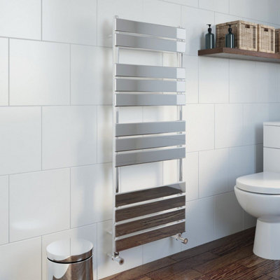 RadiLux Bathroom 1200x500mm Heated Towel Rail Radiator Central Heating Flat Panel Chrome