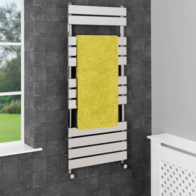 RadiLux Bathroom 1200x500mm Heated Towel Rail Radiator Central Heating Flat Panel Chrome