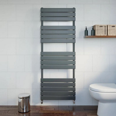 RadiLux Bathroom 1600 x 600mm Manual Heated Towel Rail Radiator Anthracite Flat Panel