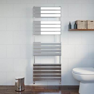 RadiLux Bathroom 1600x600mm Heated Towel Rail Radiator Central Heating Flat Panel Chrome