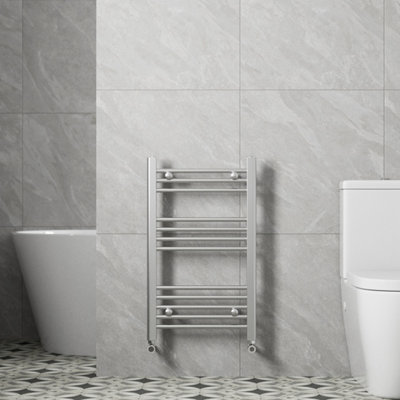 RadiLux Bathroom 750 x 450mm Heated Towel Rail Radiator Straight Chrome 12 Rails Flat