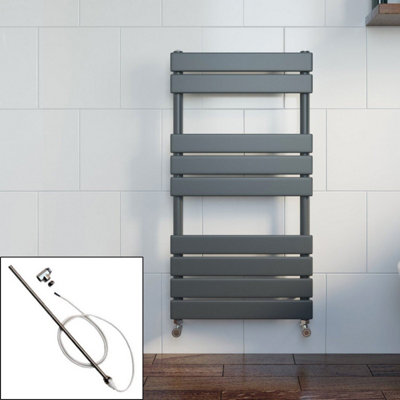 RadiLux Bathroom 950 x 500 Manual Heated Towel Rail Radiator Anthracite Flat Panel