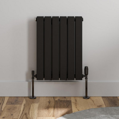 RadiLux Black Designer Radiator Horizontal Flat Double Panel Rad 600x456mm Steel Modern