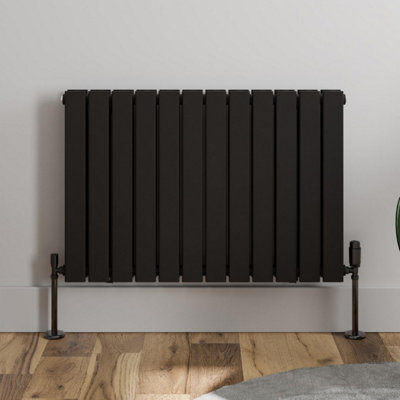 RadiLux Black Designer Radiator Horizontal Flat Double Panel Rad 600x912mm Steel Modern