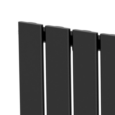 RadiLux Black Designer Radiator Horizontal Flat Single Panel Rad 600x1212mm Steel Modern