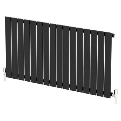 RadiLux Black Designer Radiator Horizontal Flat Single Panel Rad 600x1212mm Steel Modern