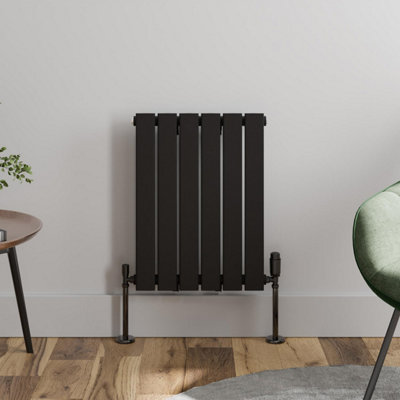 RadiLux Black Designer Radiator Horizontal Flat Single Panel Rad 600x456mm Steel Modern