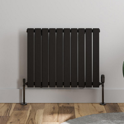 RadiLux Black Designer Radiator Horizontal Flat Single Panel Rad 600x756mm Steel Modern