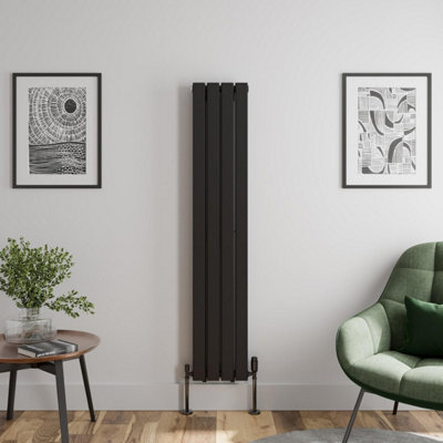 RadiLux Black Designer Radiator Vertical Flat Double Panel Rad ...