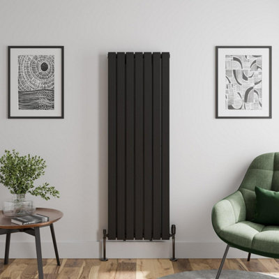 Buy RadiLux Black Designer Radiator Vertical Flat Double Panel Rad ...