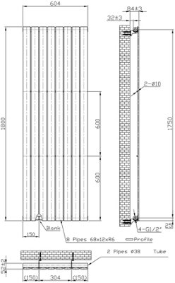 RadiLux Black Designer Radiator Vertical Flat Single Panel Rad ...