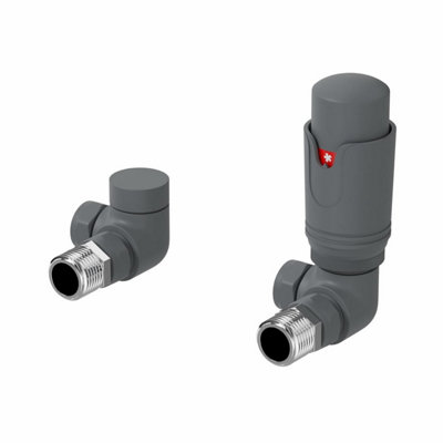 RadiLux Corner Anthracite Thermostatic Radiator Valve Pack - 15mm