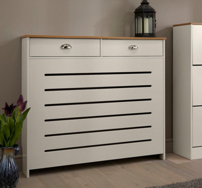 RadiLux Cream Radiator Cover Cabinet Traditional Modern MDF Wood Horizontal Shelf Medium