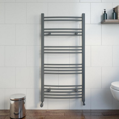 RadiLux Curved Heated Towel Rail Anthracite - 1200 x 600mm
