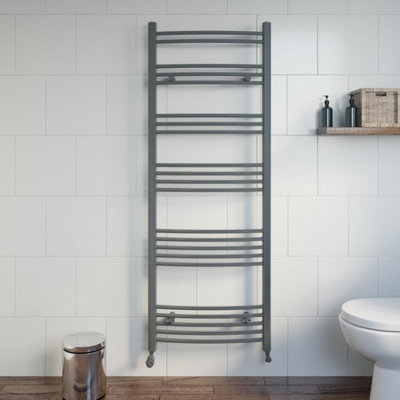 RadiLux Curved Heated Towel Rail Anthracite - 1600 x 600mm