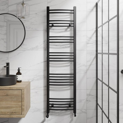 RadiLux Curved Heated Towel Rail Matt Black 1600 x 450mm