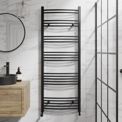 RadiLux Curved Heated Towel Rail Matt Black - 1600 x 600mm