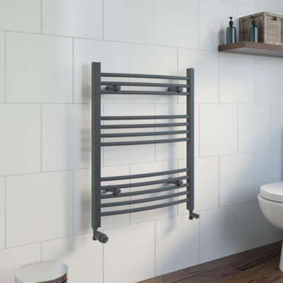RadiLux Curved Heated Towel Rail Rack Bathroom Radiator Anthracite ...