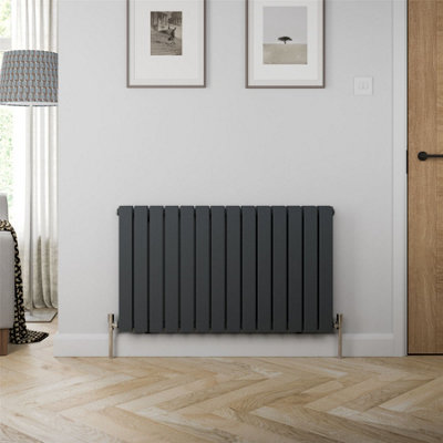RadiLux Designer Radiator Horizontal Double Flat Panel Rad Anthracite 600x1064mm
