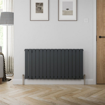 RadiLux Designer Radiator Horizontal Single Flat Panel Rad Anthracite 600x1216mm
