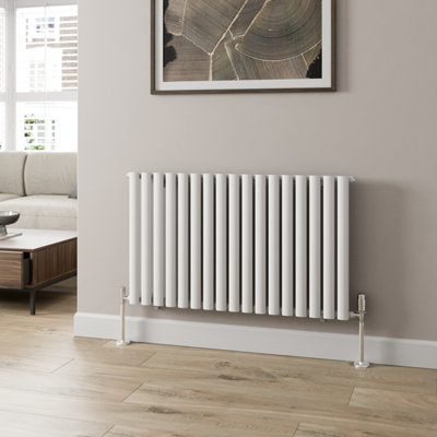 RadiLux Designer Radiator Horizontal Single Panel Oval Column White Modern 600x1020mm
