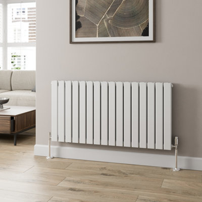 RadiLux Designer Radiator Horizontal White Flat Panel Rads Double Panel 600x1216mm