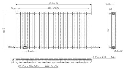 RadiLux Designer Radiator Horizontal White Flat Panel Rads Double Panel ...