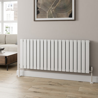 RadiLux Designer Radiator Horizontal White Flat Panel Rads Double Panel 600x1444mm