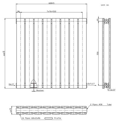 RadiLux Designer Radiator Horizontal White Flat Panel Rads Double Panel ...