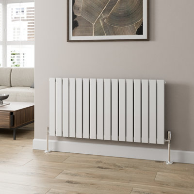 RadiLux Designer Radiator Horizontal White Flat Panel Rads Single Panel 600x1212mm