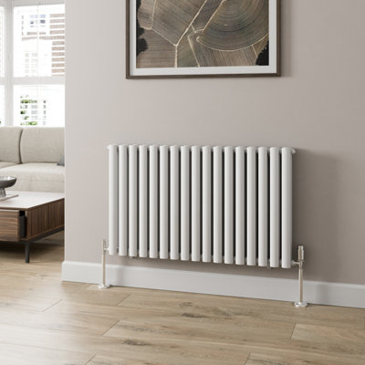 RadiLux Designer Radiator Horizontal White Oval Column Rads Double Panel  600x1020mm