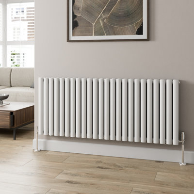 RadiLux Designer Radiator Horizontal White Oval Column Rads Double ...
