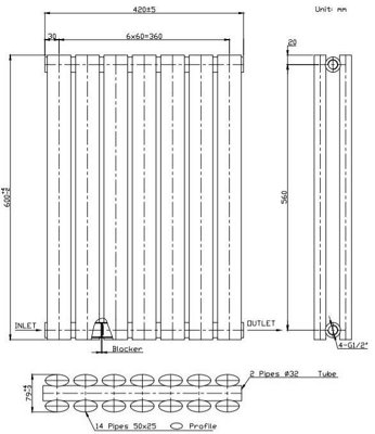 RadiLux Designer Radiator Horizontal White Oval Column Rads Double ...
