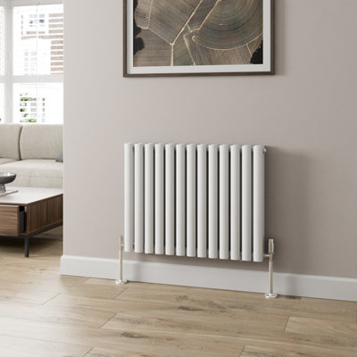 RadiLux Designer Radiator Horizontal White Oval Column Rads Double Panel 600x780mm