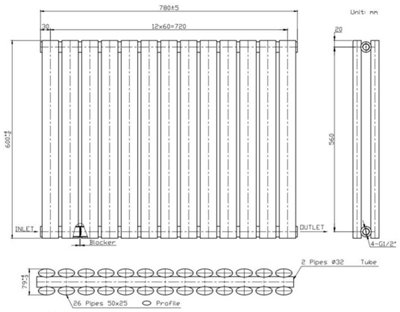 RadiLux Designer Radiator Horizontal White Oval Column Rads Double ...