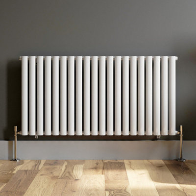 RadiLux Designer Radiator Horizontal White Oval Column Rads Single Panel 600x1200mm