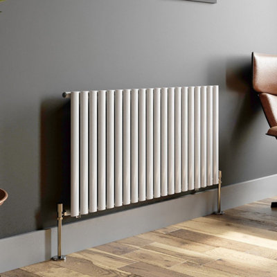 RadiLux Designer Radiator Horizontal White Oval Column Rads Single Panel 600x1200mm