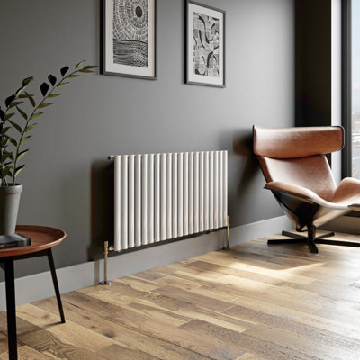 RadiLux Designer Radiator Horizontal White Oval Column Rads Single Panel 600x1200mm