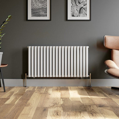 RadiLux Designer Radiator Horizontal White Oval Column Rads Single Panel 600x1200mm