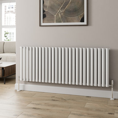 RadiLux Designer Radiator Horizontal White Oval Column Rads Single Panel 600x1560mm