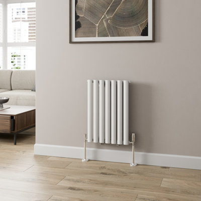 RadiLux Designer Radiator Horizontal White Oval Column Single Panel Rad 600x420mm
