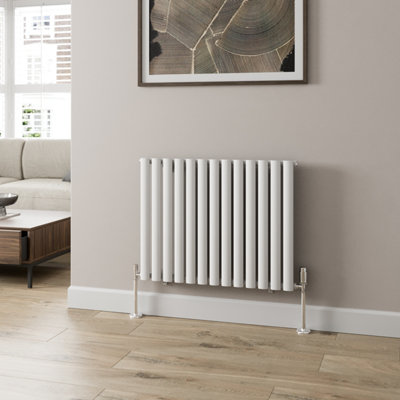 RadiLux Designer Radiator Horizontal White Oval Column Single Panel Rad 600x780mm