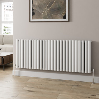 RadiLux Designer Radiator Horizontal White Oval Tube Column Rads Double Panel 600x1560mm